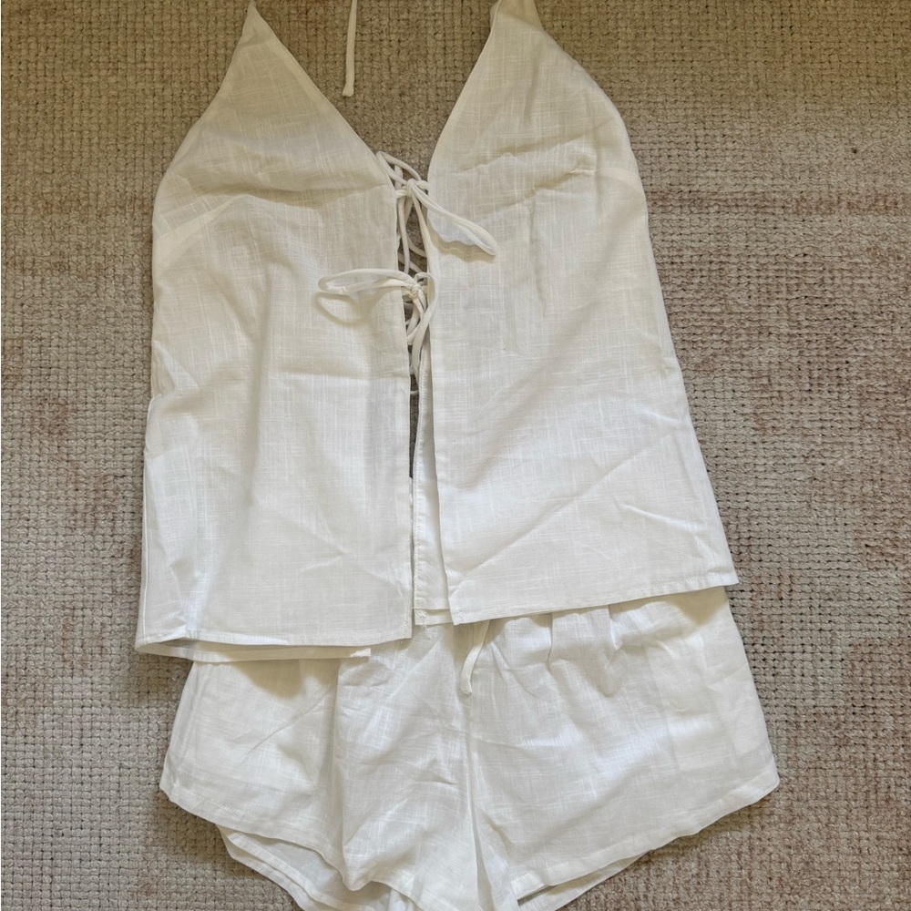 White Linen Halter Set